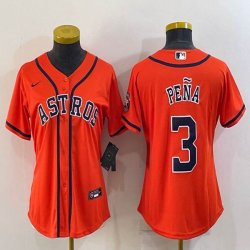 Women Nike Houston Astros #3 Jeremy Pena orange majestic baseball jerseys-BD 01