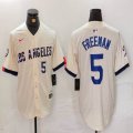 Dodgers #5 Freddie Freeman beige fashion majestic baseball jerseys 03