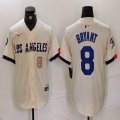 Nike Los Angeles Dodgers #8 Kobe Bryant beige fashion MLB baseball Jersey 01