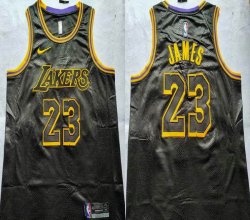 Los Angeles Lakers #23 LeBron James black Snake pattern style nike basketball jerseys -XD