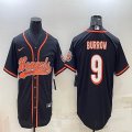 Nike Cincinnati Bengals #9 Joe Burrow black baseball jerseys Joint name-BD