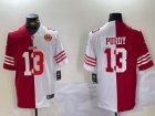 Nike San Francisco 49ers #13 Brock Purdy red White splits Color Rush Limited Jersey 03