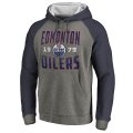 Men's Edmonton Oilers Fanatics Branded Ash Timeless Collection Antique Stack Big & Tall Tri-Blend Raglan Pullover Hoodie