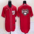 Nike Washington Nationals blank red majestic baseball jersey big logo-BD