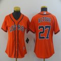 Women Houston Astros Jose Altuve 27# orange majestic baseball jerseys