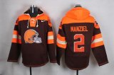 Custom Nike Cleveland Browns #2 Manziel orange brown nfl Hooded Sweatshirt