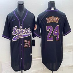 Nike Los Angeless Lakers #24 Kobe Bryant black baseball jerseys Joint name-BD