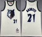 Minnesota Timberwolves #21 Kevin Garnett beige Throwback basketball jerseys -XD