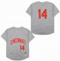 Cincinnati Reds 14 Pete Rose gray throwback MLB baseball Jersey-SG