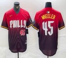 Nike Philadelphia Phillies #45 Zack Wheeler red majestic baseball jersey city version 03