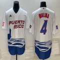 Puerto Rico Baseball #4 Yadier Molina White 2023 World Baseball Classic Replica Player Jersey 08