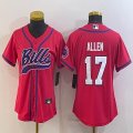 Women Nike Buffalo Bills #17 Josh Allen red baseball jerseys Joint name-BD