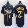 Nike Pittsburgh Pirates #21 Roberto Clemente Black majestic baseball jerseys Joint name-BD