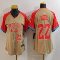 Women American League #22 Juan Soto Nike Cream 2024 MLB All-Star Game Limited Player Jersey 01