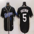 Los Angeles Dodgers #5 Freddie Freeman black fashion majestic baseball jerseys 01