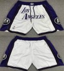 Los Angeles Lakers white purple nba shorts with pocket