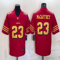 Nike San Francisco 49ers #23 Christian McCaffrey red gold Color Rush Limited Jersey