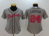 Women Detroit Tigers 24 Miguel Cabrera Gray Road Mothers Day Flex Base Jersey