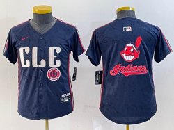 Youth Nike Cleveland Indians blank blue majestic baseball jersey -BD 05