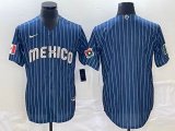 2023 World Cup Mexico blank blue majestic baseball jerseys-BD 02