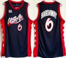 1996 Atlanta Olympics #6 Hardaway dark blue USA Basketball Team Jerseys