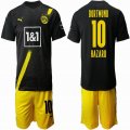 2020-2021 Dortmund club #10 DORTMUND black yellow soccer jersey away