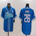 Nike Detroit Lions #26 Jahmyr Gibbs blue baseball jerseys Joint name-BD 02