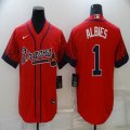 Nike Atlanta Braves #1 Ozzie Albies red new majestic baseball Jersey