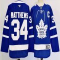 Toronto Maple Leafs #34 Auston Matthews blue hockey jersey with C patch-PD