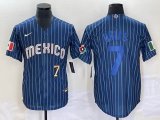 2023 World Cup Mexico #7 Julio Urias blue majestic baseball jerseys 64