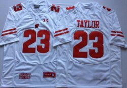 Wisconsin Badgers # 23 Jonathan Taylor white college football jersey-PNS