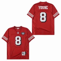 San Francisco 49ers #8 Young Red Throwback jersey with 75th patch-SG