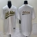 Nike Oakland Athletics blank white majestic baseball jersey big logo 02