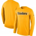 Men's Pittsburgh Steelers Nike Gold Sideline Seismic Legend Long Sleeve T-Shirt