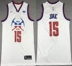 Nike Denver Nuggets #15 Nikola Jokic white nba basketball jerseys -XD