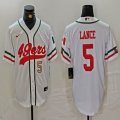 Nike San Francisco 49ers #5 Trey Lance white baseball jerseys Joint name-BD 01