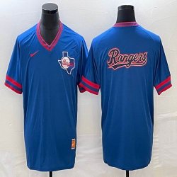 Nike Texas Rangers blank blue majestic baseball jersey big logo-BD