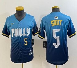 Youth Nike Philadelphia Phillies #5 Bryson Stott skyblue majestic baseball jersey city version-BD 01