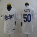 Custom Youth Dodgers #50 Mookie Betts Nike white Dodger World Series Champions majestic baseball Jersey-BD