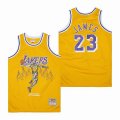 Los Angeles Lakers #23 LeBron James Throwback Yellow NBA Basketball jerseys 01-SG