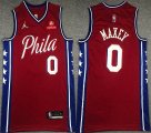 Nike Philadelphia 76ers #0 Tyrese Maxey red basketball Jerseys 75th -XD