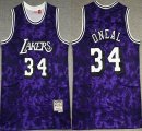 Los Angeles Lakers #34 Shaquille O'Neal purple throwback NBA Jerseys-XD