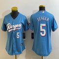 Women Nike Texas Rangers #5 Corey Seager skyblue majestic baseball jerseys 01