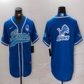 Detroit Lions blank blue baseball jerseys Joint name-BD 05