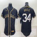 Nike Boston Red Sox 34 David Ortiz black gold majestic baseball jersey-BD