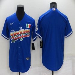 Nike Los Angeles Dodgers blank blue green majestic baseball jersey rainbow version-BD