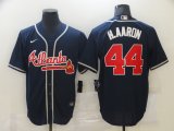 Nike Atlanta Braves #44 Hank Aaron blue majestic baseball jerseys-BD