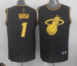 Miami Heat #1 Chris Bosh Black Precious Metals Fashion Stitched NBA Jersey