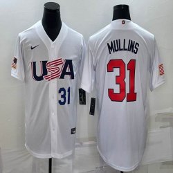 2023 World Cup #31 Cedric Mullins white USA majestic baseball jerseys 01