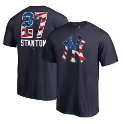 Men\'s New York Yankees Giancarlo Stanton Fanatics Branded Navy 2018 Memorial Day Banner Wave Player T-Shirt